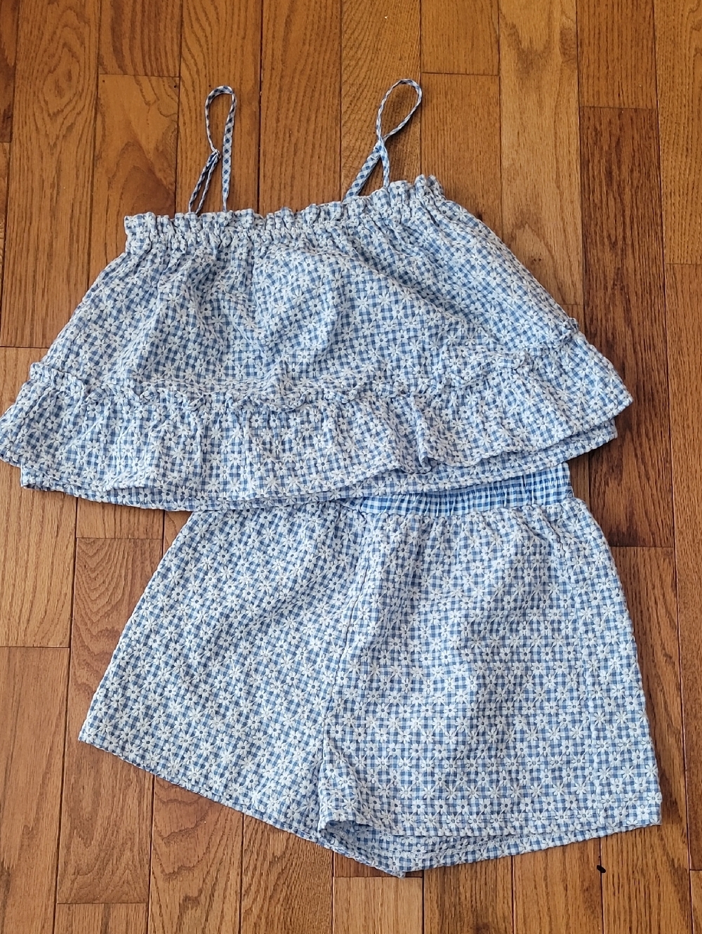 Blue Floral Two-Piece Cami and Shorts Set
